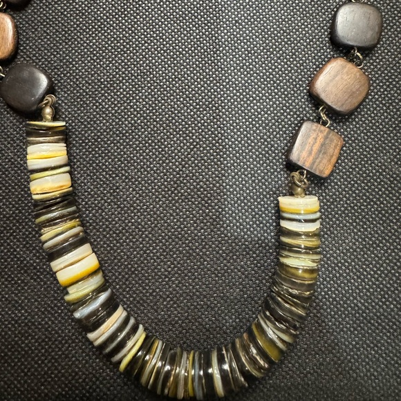 Banana Republic Wooden and Metal Bead Necklace - Picture 2 of 3